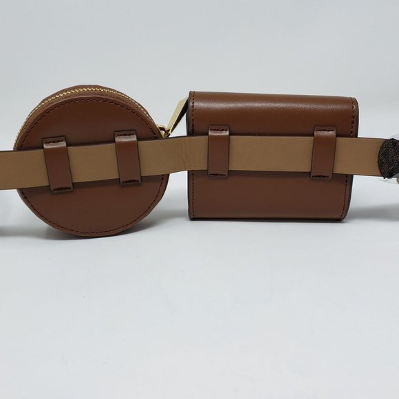 Michael Kors Women's  Brown Leather Double-Pouch Belt Bag (556274C) Size S/M. NW - Picture 3 of 7